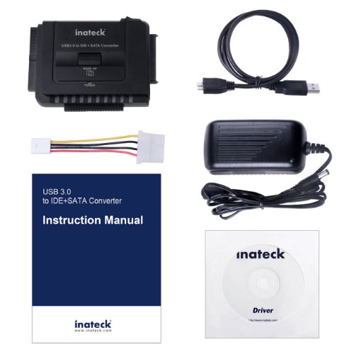 Inateck IDE/SATA zu USB 3.0 Combo Docking station Universalkonverter mit Netzschalter -2,5“ und 3,5“SATA HDD & IDE HDD-Laufwerke Konverter/ Adapter, auch unterstützt CD/DVD Laufwerke; Kompatible Windows XP/Vista/7/8/10; Mac OS 10.X - 6