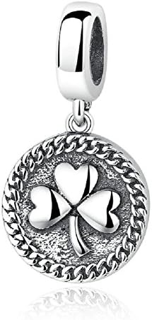 Lucky Clover Pendant 925 Sterling Silver Charm Fit European Bracelet By Chengmen Jewellery