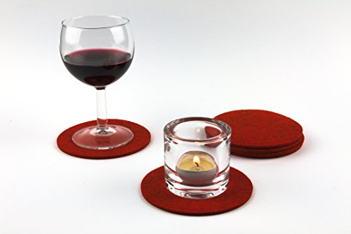 NordernArt Glasuntersetzer rund 10cm 6er Set 100% Wollfilz Farbe wählbar, edle natur Untersetzer für Gläser Becher Tassen als Getränkeuntersetzer auf Tisch, Bar mit Geschenk-Box (spice) - 6