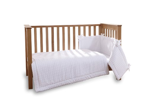 Clair de Lune Marshmallow Cot/ Cot Bed Quilt/ Bumper and Sheet Set (3 Pieces, White)