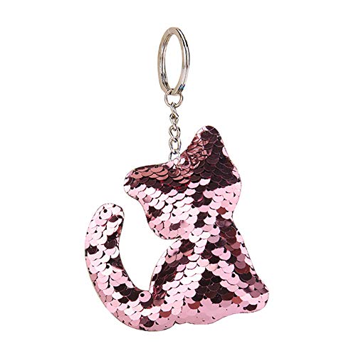 Preisvergleich Produktbild MAJGLGE Maygle Schlüsselanhänger, süßes Katzen-Design, Pailletten, Schlüsselanhänger, Dekoration, Autotasche, Handtaschen-Anhänger, Pink