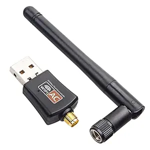 TERABYTE USB WiFi Adapter 5G with Antenna 600Mbps Free Driver Dual Band Wireless Network Adapter Dongle 2.4GHz / 5.0GHz Ethernet 802.11ac for Laptop Desktop PC ( Black ) 09