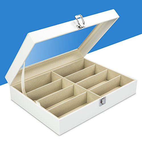 Brillenbox zur Aufbewahrung von 8 Brillen – Weiß 34 x 25 x 8 cm – Sonnenbrillen Präsentation Brillendisplay – VENKON - 2
