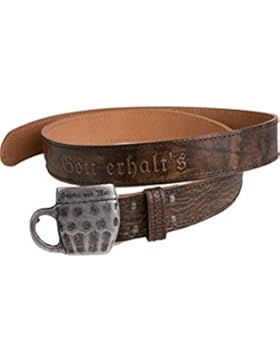 Herren Stahlheber Ledergürtel Hopfen & Malz, büffel,