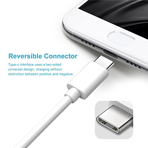 Cable USB Type C Ulinek  1M  Lot de 1  Cable USB C Chargeur   Synchro Ultime Rapide pour Samsung S8   A3  2017   A5  2017    S9   Galaxy note 8   Huawei P20   P20 Pro   P10   P9   Mate 9   Macbook Pro   ChromeBook Pixel - Blanc
