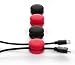 Produktbild NEU equinux tizi Knubbi Macaron: 4 Kabelclips (2x schwarz, 2x rot) mit selbstklebenden 3M-Pads. Fixiert 2 Kabel. Hochwertiges Anti-Rutsch-Silikon für sicheren Kabelhalt