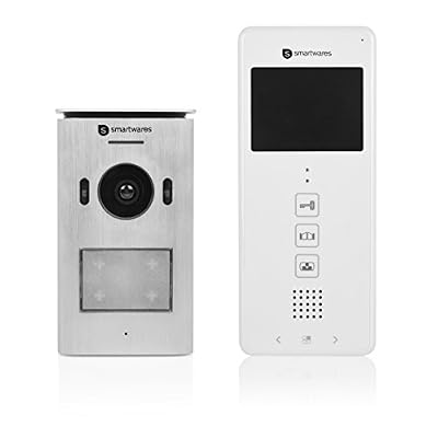 Smartwares Interphone vidéo Smartwares DIC-22112 – 480p – Écran LCD de 3,5” (8,9 cm) – Caméra panoramique / inclinaison à 15° – Facile à installer – Étanche – 12 mélodies – Vision nocturne