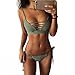 Frauen Sexy Gepolstert Vintage Push Up Neckholder Bandage Bikini Set Bademode Beachwear Badeanzug (Armee-Grün,EU=36(M))