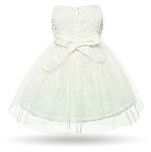 CIELARKO Baby Mädchen Kleid Kleinkind Blumen Spitze Taufkleid Festlich Hochzeits Kleidung - 2