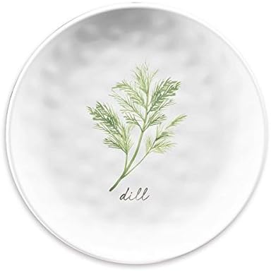 Epicurean Melamine WHITE GARDEN HERBS Side Plate - 21.5cm - DILL