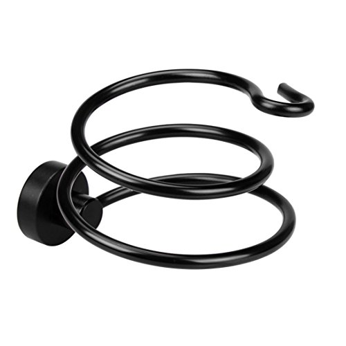 Haartrockner Wandhalter Clode® Aluminium Spiral Fönhalterung Fönhalter Haartrockner Wandhalter Halter Stehen (Schwarz) - 2