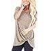 Produktbild ESAILQ Frau LäSsige Solid Color Kurzarm O Neck Bluse Twist Verknotet Tops T-Shirt(Large,Khaki)