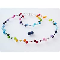 Schmuckset Polariskette Regenbogen bunt Kette mit Swarovski® Kristallen