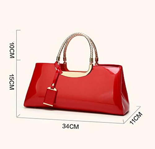 Damen-Tasche Mode Leder Lackleder Handtasche Umhängetasche Exquisite Reißverschluss Luxus Blue