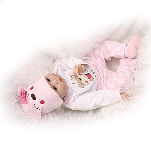 Fachel Reborn Baby Doll realistic baby dollsVinyl Silicone Babies 55cm 22inch Doll Newborn real baby doll Life Like Reborn Pacifier Doll Lovely pink dress round dolls