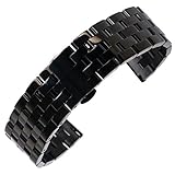 AUTULET Herren Edelstahl Uhrarmband Schwarz 22mm