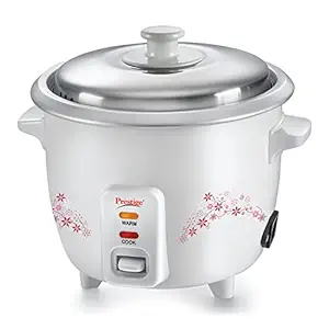 Prestige PRWO 1.5 500-Watt Delight Electric Rice Cooker with Steaming Feature (White)