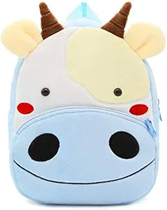 Blue Tree Cute Kids Backpack Toddler Bag Plush Animal Cartoon Mini Travel Bag for Baby Girl Boy 1-6 Years (Cow)