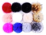 kunstfell bommel mit druckknopf kaufen ★ 12pcs Pompons verwendet als Pompon Schlüsselanhänger, Bommel Anhänger, Fellbommel Taschenanhänger, PomPoms auf Strickmützen, Pompon für Mütze, Kunstbommel für Kunsthandwerk, Pompons für Schuhe usw.