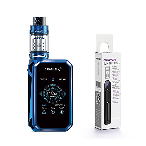 Authentique SMOK G Priv 2 Kit 230W Écran tactile MOD Edition Luxe (Bleu) TFV12 Prince EU Tank 2mL Tank SMOK GPRIV 2 Cigarette électronique Starter Kit avec PEACEVAPE TM 18650 Chargeur mince à 1 fente