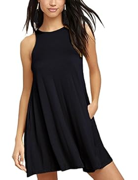 HIMONE Frauen Ärmelloses Casual Loose T-Shirt Kleid