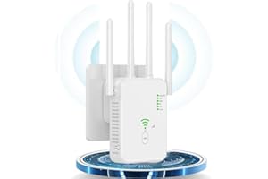 GUHUASHI 1200Mbit/s WLAN Verstärker, WLAN Repeater Dual Band WLAN Verstärker Signalverstärker mit 1 LAN Port, 1 WAN Port, WPS,3dBi x4 Antennen kompatibel zu Allen WLAN Geräten