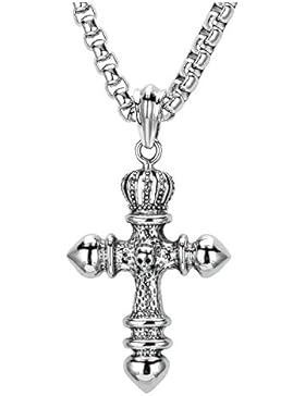 APE7® Edelstahl Königlich Keltisches Kreuz Anhänger Skull mit oder ohne Kette Edelstahl Halskette 75cm Mittelalter...
