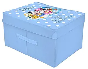 Kuber Industries Disney Kids Team Mickey Print Non Woven Fabric Foldable Square Cloth Storage Wardrobe Organiser Box with Lid, (Extra Large, Royal Blue, KUBMART16321)