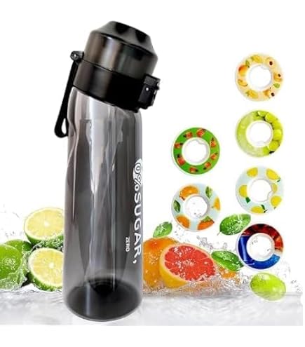 Gourde Sport 650 Ml Avec 7 Capsules Aromatiques – 0 Sucre, Sans BPA, Large Goulot, étanche – Pour Gym, Rando, Camping