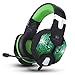 Produktbild aizbo 3,5 mm Stereo Gaming Headset LED Over-Ear Kopfhörer USB-Headset mit Mikrofon für PC Computer Laptop grün grün
