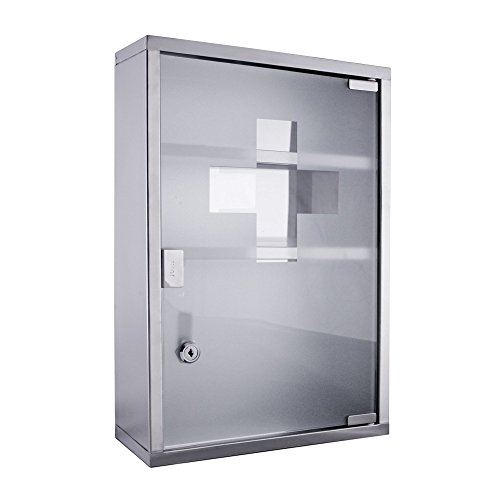 Medizinschrank groß Edelstahl abschließbar 30x45x12cm Arzneischrank Medikamentenschrank Hausapotheke Erste Hilfe Schrank - 2