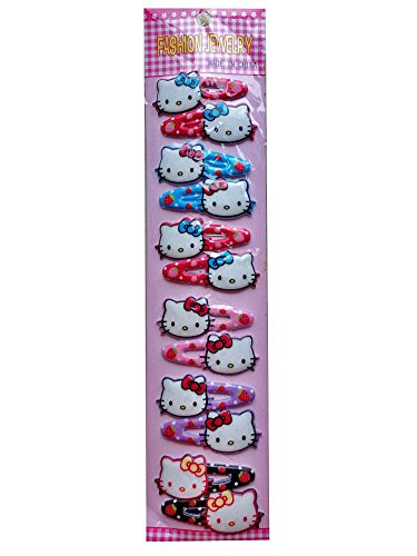 12 NEW Clips Girls Cartoon Hair Clips / Snap Clips 5cm Kitty 4