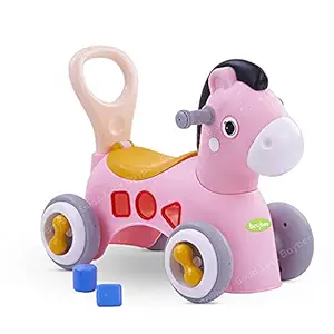 GoodLuck baybee Horse Rider for Kids Ride-On Kids Car with Shape Sorting Activity Kids Toys & Storage | Push Car Rider with Smooth Wheels Baby Car for Boys & Girls 1-3 Years (Hooray Horse Rider, Pink)