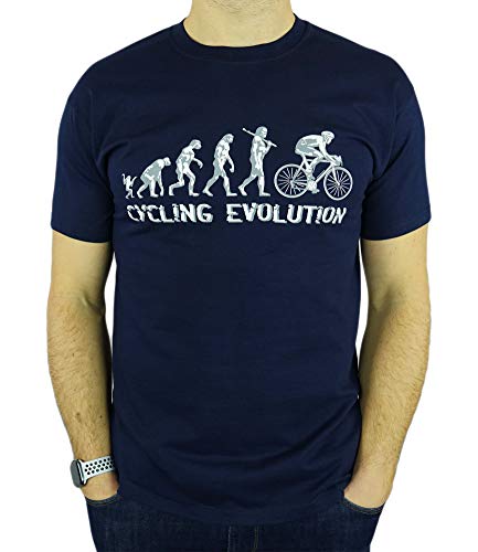 My Generation Gifts Cycling Evolution - Regalo Divertido del Ciclismo de cumpleaños/Presente para Hombre de la Camiseta Azul Marino L