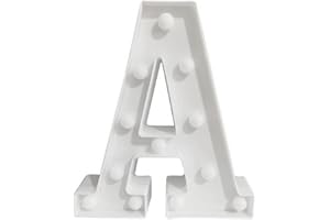 anso Letras LED del alfabeto iluminan números letras de plástico blanco decoración de pie A a Z 0 ~ 9 (letra A)