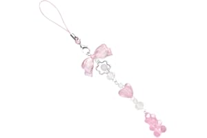 OQKAHIV 1 pcs Adorable Pendentif Ours pour Téléphone Portable en Perles Rose, Chaîne Anti-Perte, Lanière et Bijou de Téléphone de Longueur Parfaite, sangle de téléphone portable rose anti-perte