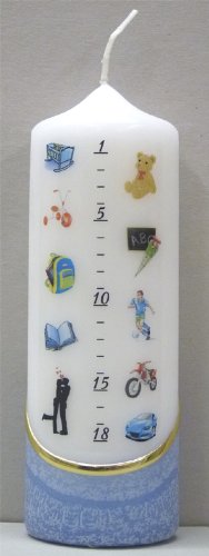 netSells® * Geburtskerze / Geburtstagskerze / Lebenslicht * Junge Motiv #1 * blau * 6 x 18 cm * farbig getaucht