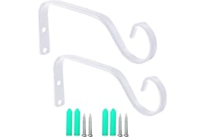 HH-LIFE 2 Stücke weiß Metall-Wandhaken Pflanzenhalterung Eisen Wandhaken Blumenampel Wandhalter Haken 18 cm zum Aufhängen von Pflanzer Vogelhäuschen Laterne Windspiele Wandleuchter