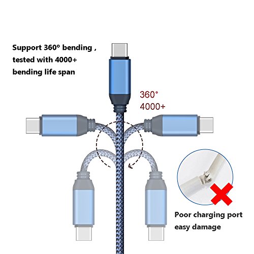 USB Typ C Kabel, USB C zu USB 3.0 Kabel, Higoo Typ C Kurzes Kabel 0.3M [1FT] Langlebiges Nylon geflochtenes Kabel USB Daten Sync + Schnelles Ladekabel für Huawei P9 Ehre 8s Galaxy s8 + Blau - 4