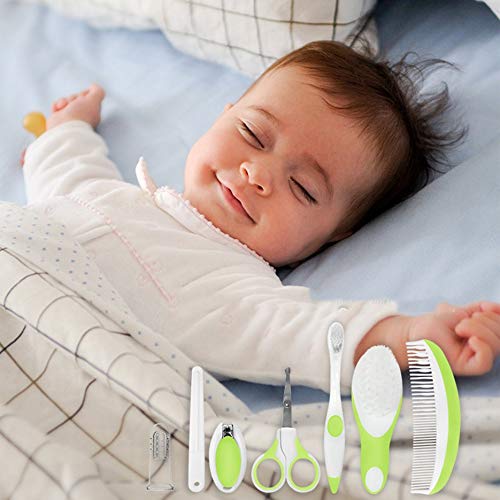 Preisvergleich Produktbild Deasengmin 7-Piece Set Baby Care Tools Baby Manicure Nail Clippers Scissors Shampoo Comb Brush Toothbrush Kit Newborn Baby Care