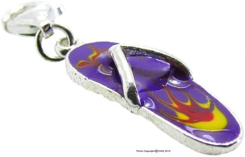 1.4g Solid .925 Sterling Silver Flip Flop Charm/Pendant - Epoxy Glazed - FREE GIFT BOX