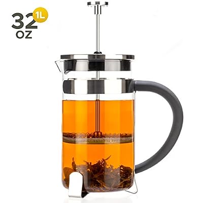 tealyra® 1000 Français de presse Thé & Café Cafetière à piston en acier inoxydable w/construction en acier inoxydable de haute qualité et en verre, 8 tasses (907/1 l)