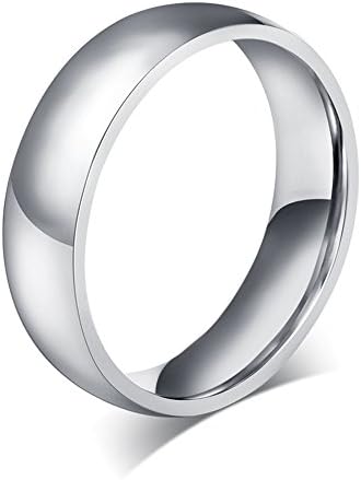 LianDuo 6mm Mens Womens Stainless Steel Comfort Fit Free Engravable Wedding Engagement Band Ring Silver,Customized Gift,UK Size L 1/2