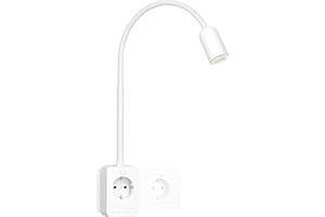 ENUOTEK Lampe de Lecture Blanc avec Prise et Fiche, Appliques Lampe de Chevet Murale Dimmable avec Sortie USB et Type C, 4000K-3000K-5000K Couleur Réglable, Applique Liseuse de Chevet Murale 3W 240Lm