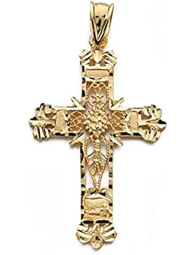18k Gold filigranen Kreuzanhänger 40mm. [AA0525]