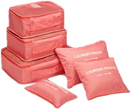 CoCogo Packing Cubes Travel Organizers Luggage Compression Pouches--6 Sets Travel Accessories(Watermelon red)