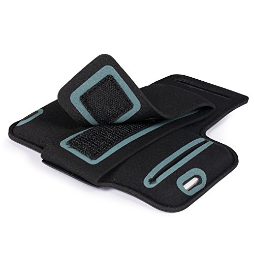 MOVOJA Sport-Fitness-Jogging-Armband Schwarz HÃ¼lle Case fÃ¼r Smartphone Handy Neopren Oberarmtasche | mit KopfhÃ¶hreranschluss geeignet fÃ¼r iPhone 6, iPhone 6s.