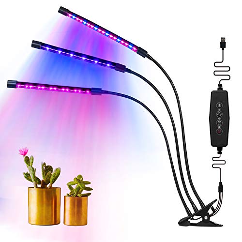 Preisvergleich Produktbild MixMart LED Pflanzenlampe, 8 Helligkeitsstufen, Automatische Ein- / Ausschalten, mit Timing-Funktion, Wachstumslampe für Zimmerpflanzen, Sukkulenten, Gewächshaus Gemüse