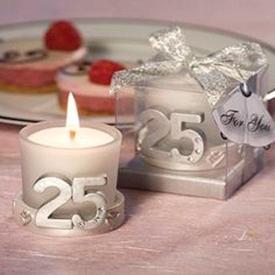 Lote de 10 Velas 25º Aniversario - Detalles y recuerdos aniversario bodas de plata