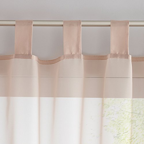 Stickerei Eule Druck Voile Vorhange Kinderzimmer Gardine Schal mit Schlaufen 1 Stück BxH 140x225cm Sand - 2